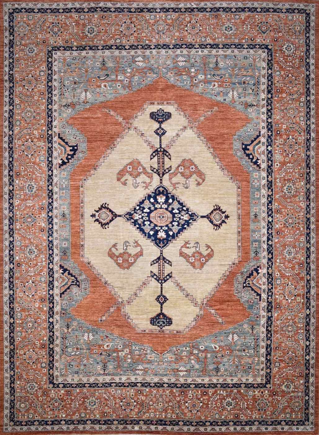 Khyber Heriz Beige & Rust, 9′10″ × 13′5″, from the Khyber collection