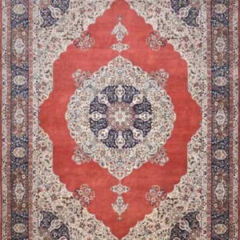 kashan Bulakh Rust & Navy, 9′0″ × 12′3″