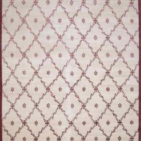 Trellis Ivory & Red W & S, 8′0″ × 9′11″