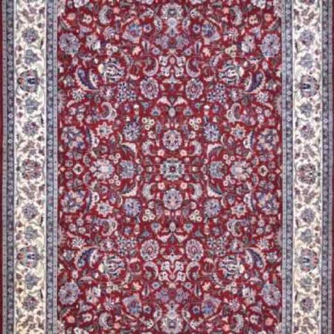 Kashan Alloudin Red & Ivory, 4′7″ × 7′3″