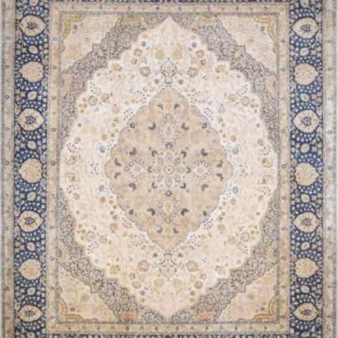 Tabriz Bhurban Cream & Blue, 8′0″ × 10′1″