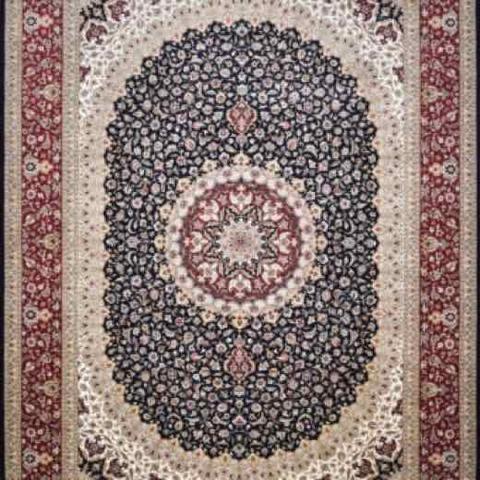 Tabriz Meermukhtar Black & Burgundy, 9′1″ × 12′2″