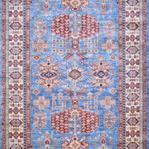 Super Kazak L.Blue & Beige, 6′6″ × 9′9″