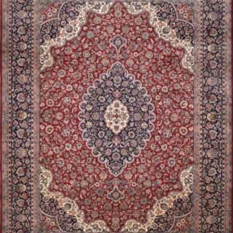 Kashan Ilyas Red & Navy, 9′2″ × 12′3″