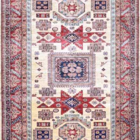 Super Kazak Cream & Red, 5′6″ × 7′8″