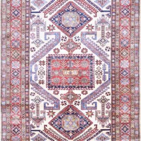 Super Kazak Beige & Red, 5′9″ × 8′2″