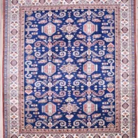 Super Kazak Blue & Beige, 8′5″ × 9′11″