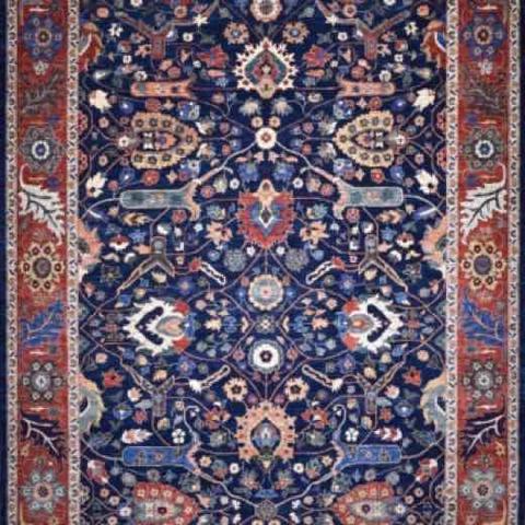 Khyber Tabriz Navy & Red, 10′1″ × 14′1″
