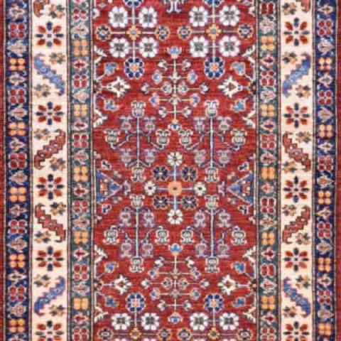 Super Kazak Red / Beige, 2′7″ × 7′9″