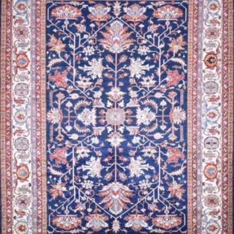 Super Kazak Blue & Ivory, 9′1″ × 12′1″