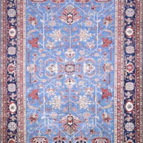 Super Kazak L.Blue & Ivory, 8′10″ × 13′2″