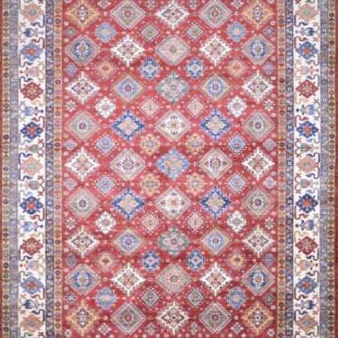 Super Kazak Red & Beige, 8′11″ × 11′7″
