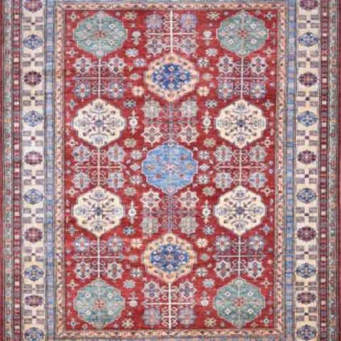 Super Kazak Red & Ivory, 7′10″ × 9′9″