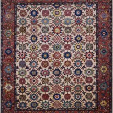 Afghan Kyber Ivory & Red, 8′3″ × 10′1″